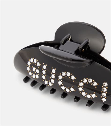 Logo embellished hair clip in black 